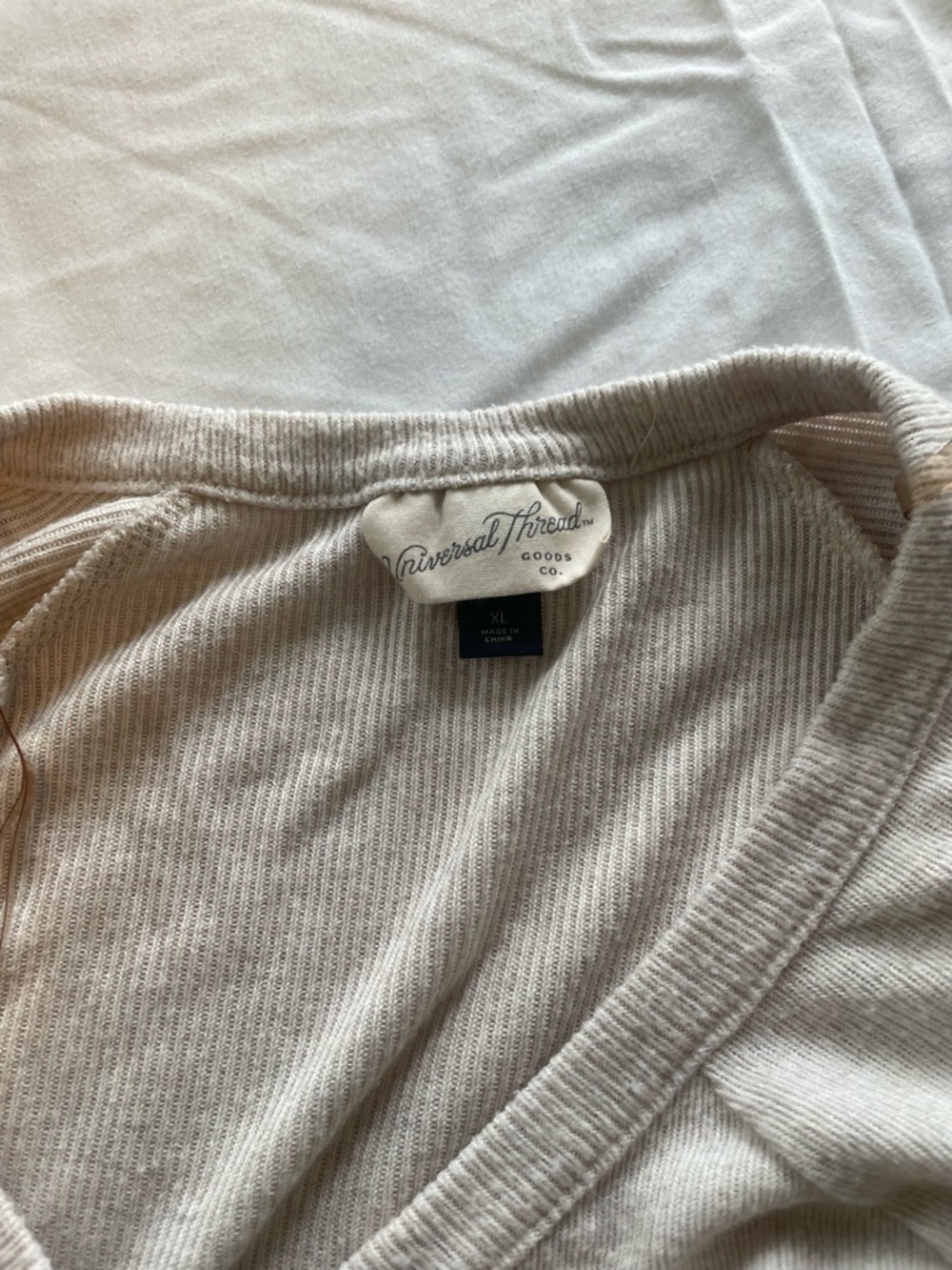 Universal Thread Cream Ribbed Henley Pullover - Picture 2 of 3
